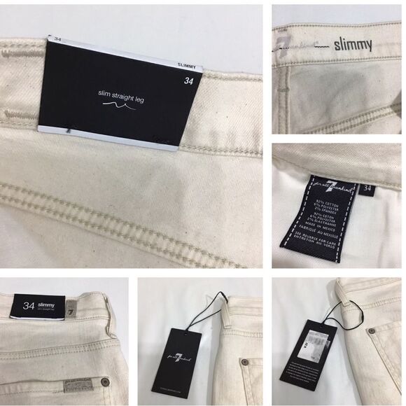 7 For All Mankind Slim Straight Leg Distressed Skinny Jeans New Defects Size 34 - Picture 13 of 14